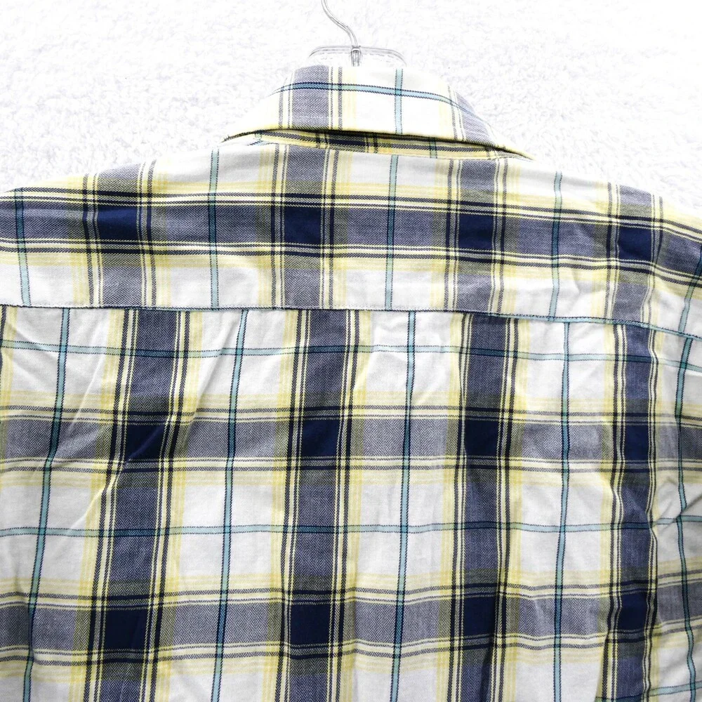 Banana Republic Button Up Shirt Mens Medium Slim Yellow Plaid Cotton Button Down